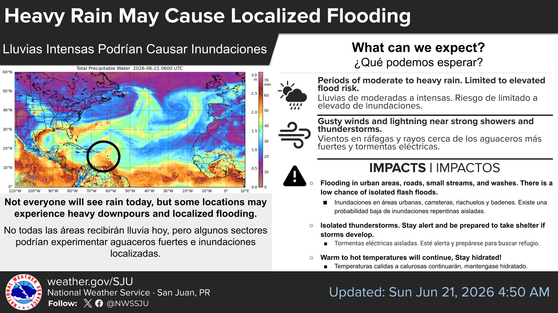 Localized Flooding Rains Possible